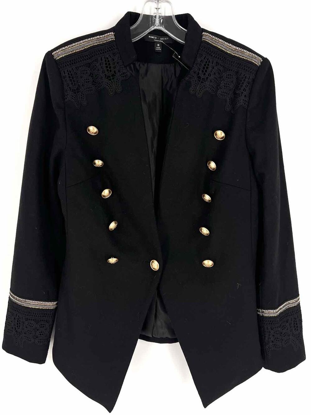 Romeo + Juliet Couture Size M Bk/Gld/Slv Embellished Applique Blazer Blazer